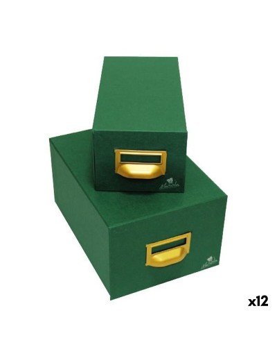 Vulbare opbergkest Mariola Groen Karton 18 x 12,5 x 35 cm (12 Stuks)