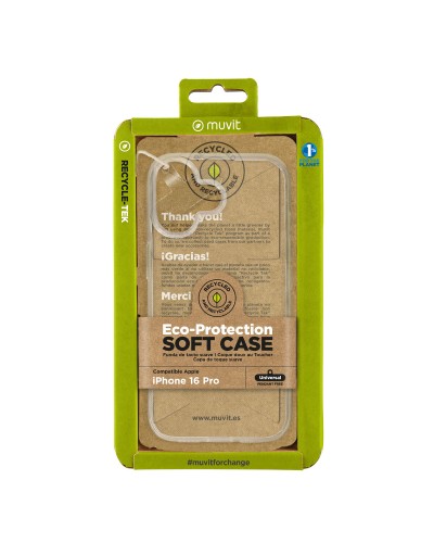 muvit for change funda compatible con Apple iPhone 16 transparente