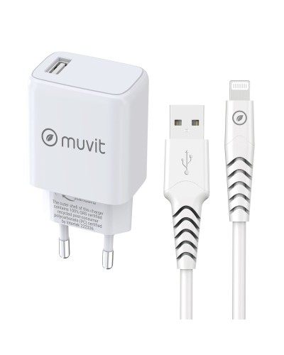 Wandladegerät + USB A zu USB-C-Kabel Muvit for Change SN-TC170DS1E150A + DC-006 Weiß 12 W