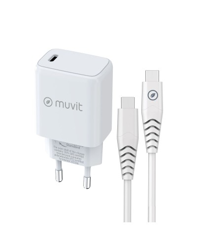 Cargador de Pared + Cable USB-C Muvit for Change Blanco
