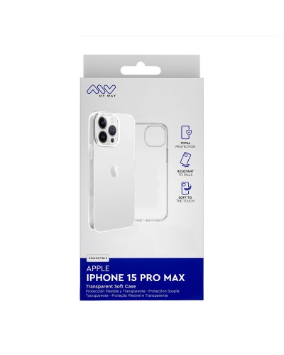 myway funda compatible con Apple iPhone 15 Pro Max transparente