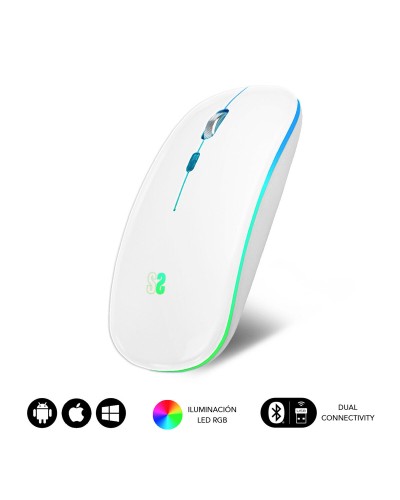 Mouse Bluetooth Wireless Subblim SUBMO-LDFLAT2 Bianco 1600 dpi