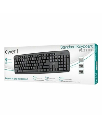 Tangentbord Ewent EW3109 PS/2 USB Svart