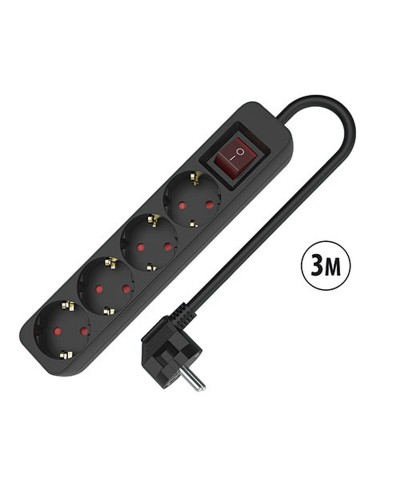Steckdosenleiste mit 4 Steckdosen mit Schalter TM Electron TMUAD534SBK Schwarz 3680 W (3 m)