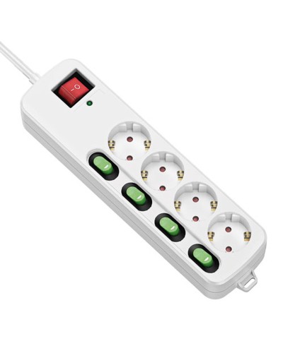 4-voudige Stekkerdoos zonder Schakelaar TM Electron TMUAD554 Wit 3680 W (1,5 m)