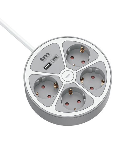 Regleta Enchufes 3 Tomas con Interruptor TM Electron TMUAD554CB Blanco Gris 3680 W 30 W (1,5 m)