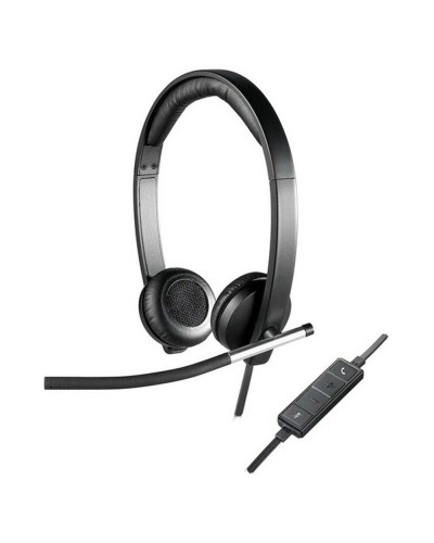 Hörlurar med Mikrofon Logitech 981-000519 USB 2.0 Svart Silvrig