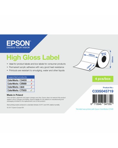 Etiquetas para Impresora Epson C33S045719 Blanco Brillante (1 unidad)