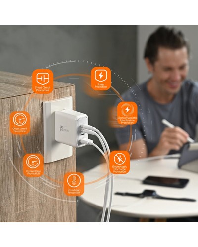 Chargeur mural j5create JUP4370EF-N Blanc