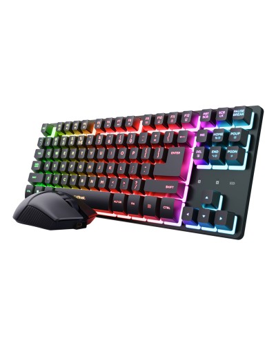 Tastiera e Mouse Trust 25984 GXT832 Nero Qwerty in Spagnolo