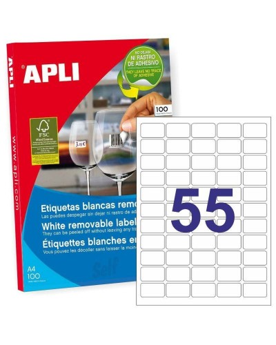 Drucker-Etiketten Apli Weiß 100 Blatt 36,8 x 23,8 mm (5 Stück)