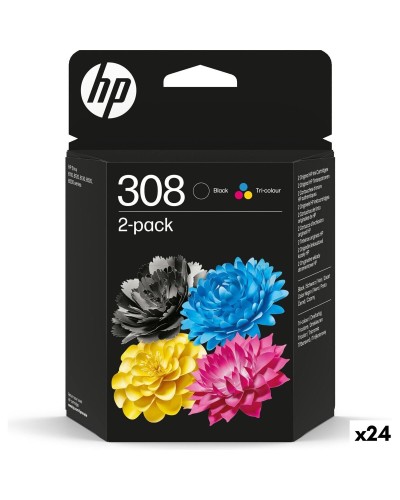Originele inkt cartridge HP Nº 308 Geel Blauw Zwart Magenta (24 Stuks)