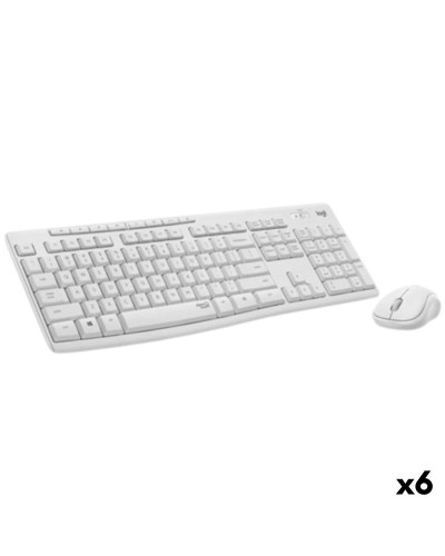 Toetsenbord en muis Logitech Wit Qwerty Spaans (6 Stuks)
