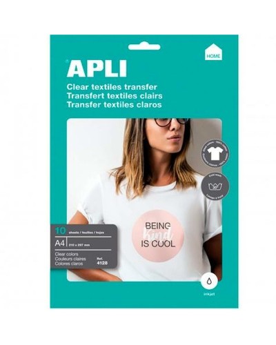 Skrivarpapper Apli 4128 10 Blad Vit A4 Textil