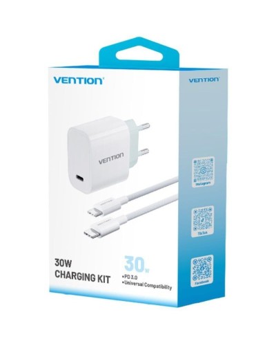 Caricabatterie da Parete Vention G13W0-EU Bianco 30 W