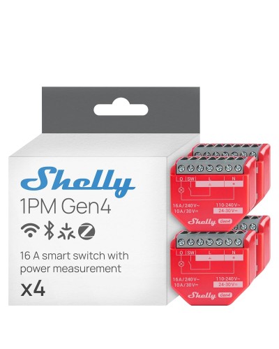 Älypistorasia Shelly SHELLY 1PM GEN4 4-PACK Wi-Fi 230 V 16 A (4 osaa)