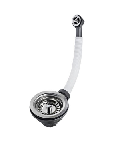 Válvula para fregadero con Rebosadero Flexible Teka 61001302 Plata Acero Inoxidable