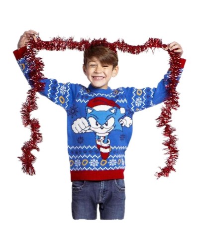 Maglione Sonic Azzurro Natale 8 Anni