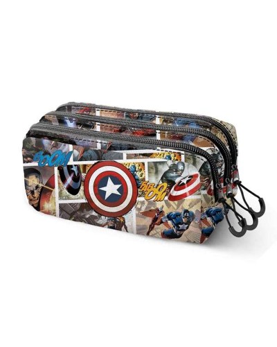 Dreifaches Mehrzweck-Etui Capitán América Blau Rot