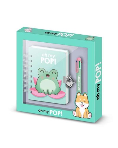 Spiraalnotitieblok met Pen Oh My Pop! Turkoois 24 x 23 x 2,5 cm A5