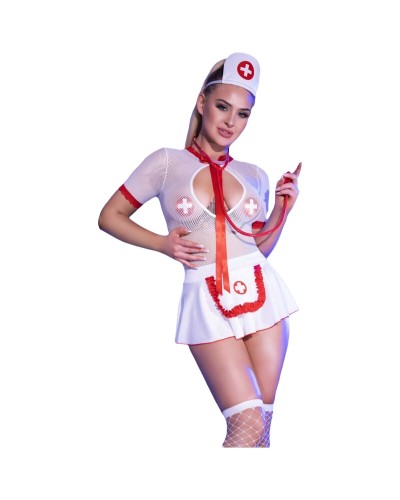 Erotik Kostüm Chilirose Weiß Krankenschwester Sexy
