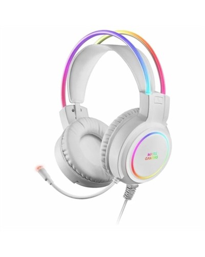 Auricular con Micrófono Gaming Mars Gaming MHRGBW Blanco