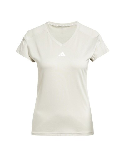 Camiseta de Manga Corta Mujer Adidas Aeroready Minimal Beige Fitness