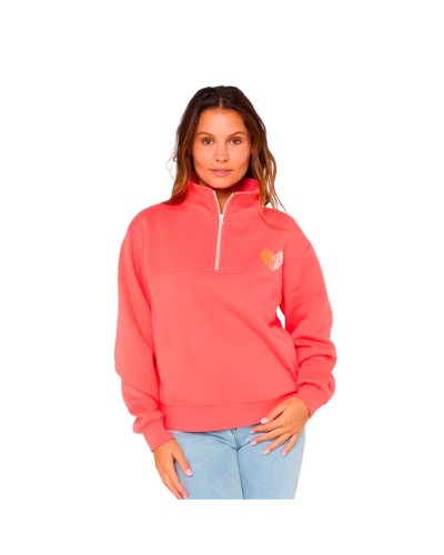 Naisten huputon collegepaita Rip Curl Half Zip Fleece Koralli