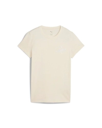 Women’s Short Sleeve T-Shirt Puma Essentials Script Beige