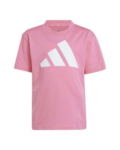 Camiseta de Manga Corta Infantil Adidas Essentials Big Logo Blanco Rosa
