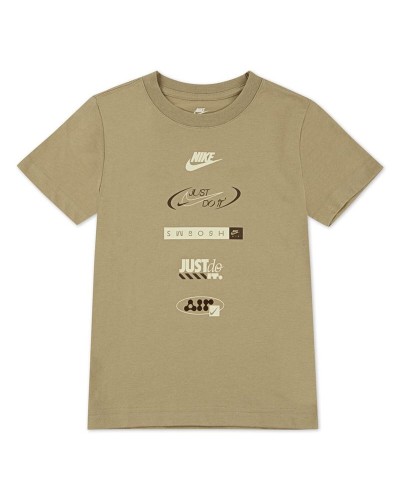 Camiseta de Manga Corta Infantil Nike Brandmark Stack Beige