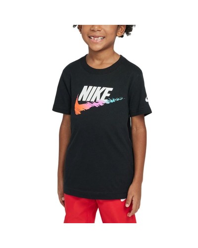 Child's Short Sleeve T-Shirt Nike Brandmark Swoosh Black