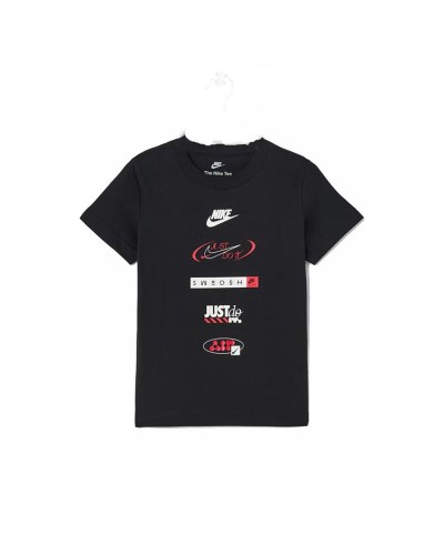 T-Shirt met Korte Mouwen voor kinderen Nike Brandmark Stack Zwart