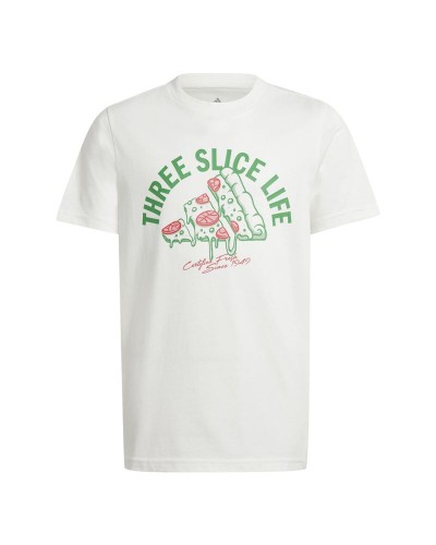 Camiseta de Manga Corta Infantil Adidas Pizza Blanco