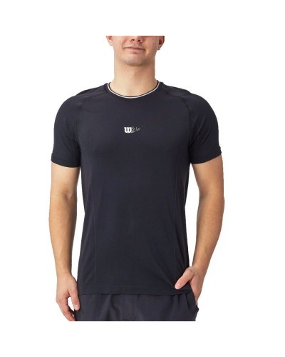 T-shirt à manches courtes homme Wilson Wilson Team Seamless Crew Noir Padel