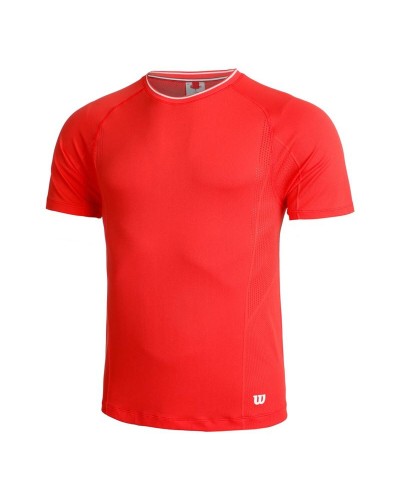 Heren-T-Shirt met Korte Mouwen Wilson Wilson Team Seamless Crew Rood Padel