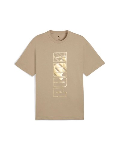 T-shirt med kortärm Herr Puma Maximal Metallic Relaxed Ljusbrun