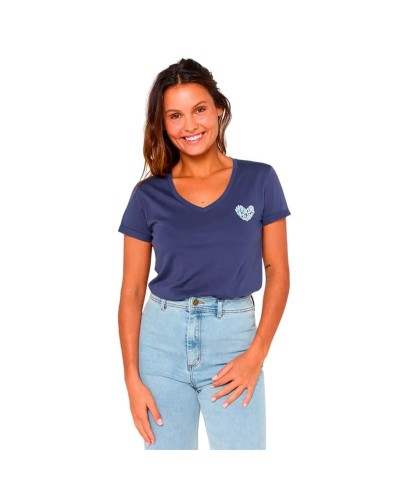 Damen Kurzarm-T-Shirt Rip Curl Heart V Neck Tee Blau
