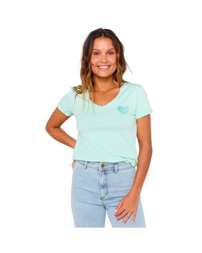 Women’s Short Sleeve T-Shirt Rip Curl Heart V Neck Tee Sky blue