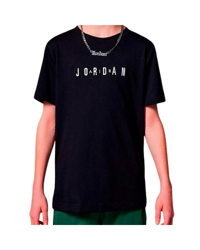 T-Shirt met Korte Mouwen voor kinderen Jordan Mj Wordmark Emb Crew Zwart