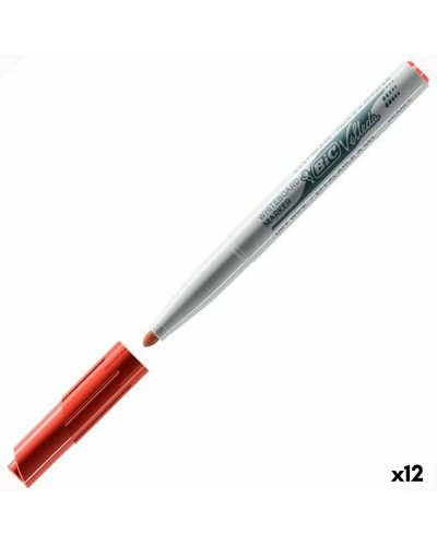 Filzstift Bic Velleda 1741 Weißes Brett Rot (12 Stück)