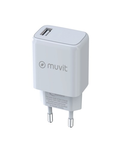 muvit for change cargador de pared USB 3A 15W blanco