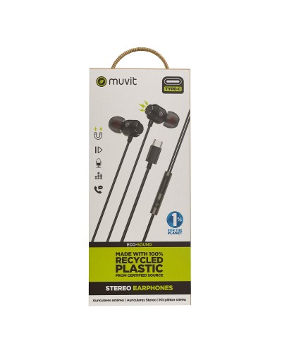 muvit for change auriculares estéreo M32 Tipo C magnéticos negros