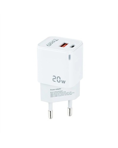 Caricabatterie da Parete TooQ TQWC-QCPD20WT USB-C USB-A
