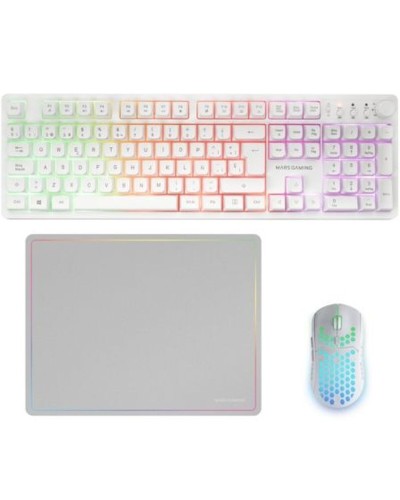 Pack gaming Mars Gaming MCPWXWES Weiß Qwerty Spanisch (3 Stück)