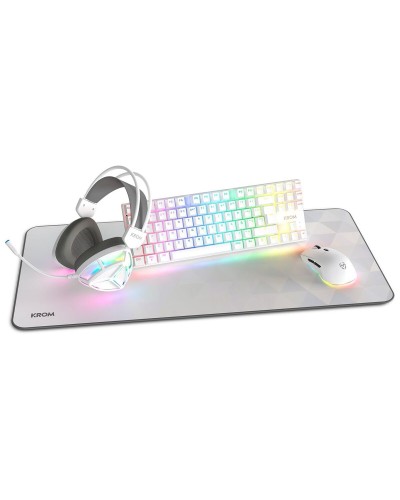 Tastatur mit Maus Krom NXKROMKLASS Weiß