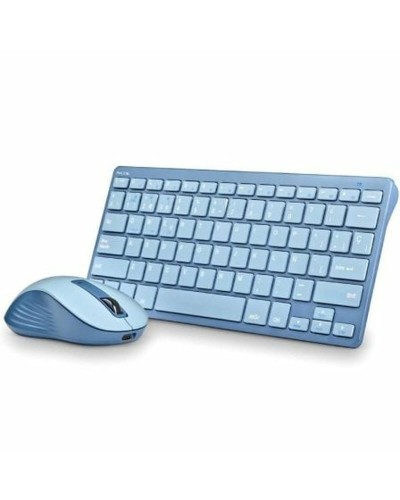 Tangentbord och Mus NGS FANTASYKITBLUE Qwerty Spanska Blå Rosa