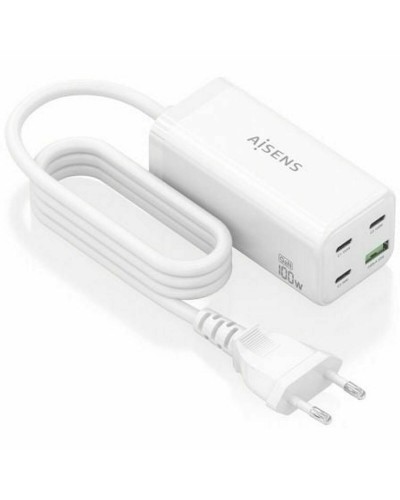 Väggladdare Aisens GAN Vit 100 W