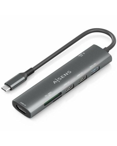 USB-HUB Aisens 7 EN 1 Grå 100 W