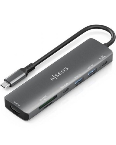 USB-HUB Aisens 7 EN 1 Grå 100 W